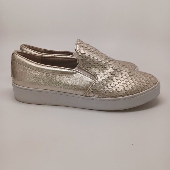 Vionic Leather Sneakers Gold Snakeskin Print Midi Slip On Comfort Shoes Womens 8 - Picture 6 of 13